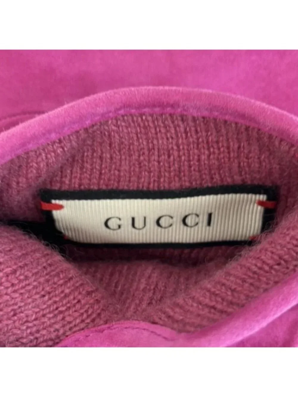 Gucci Gloves Suede Bee Ribbon S Pink